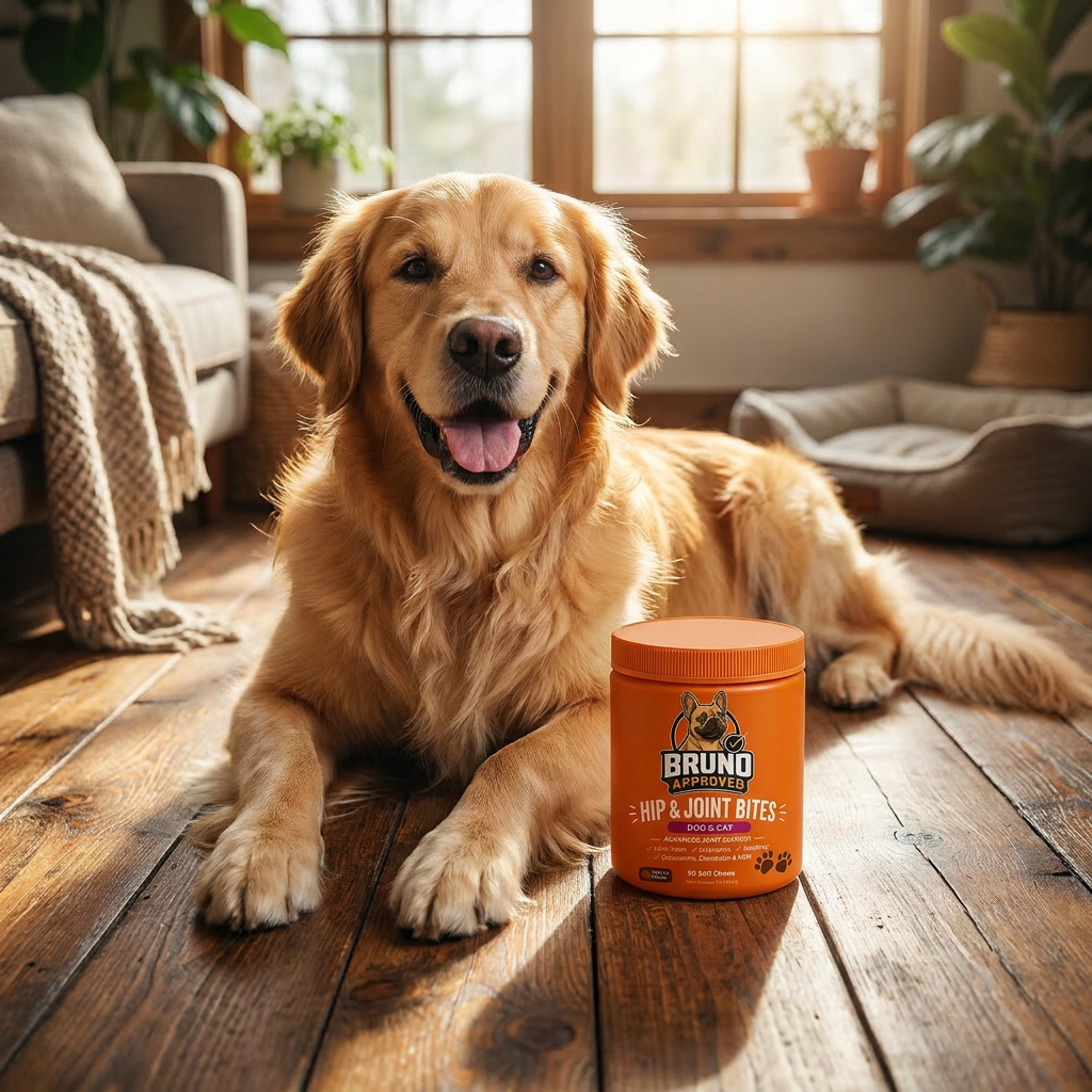 Golden Retriever con Bruno Approved Hip & Joint Bites